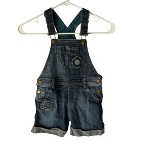 Frugi Organic Cotton Denim Flower Bird Patch Shortalls Overalls Kids 4-5 Years